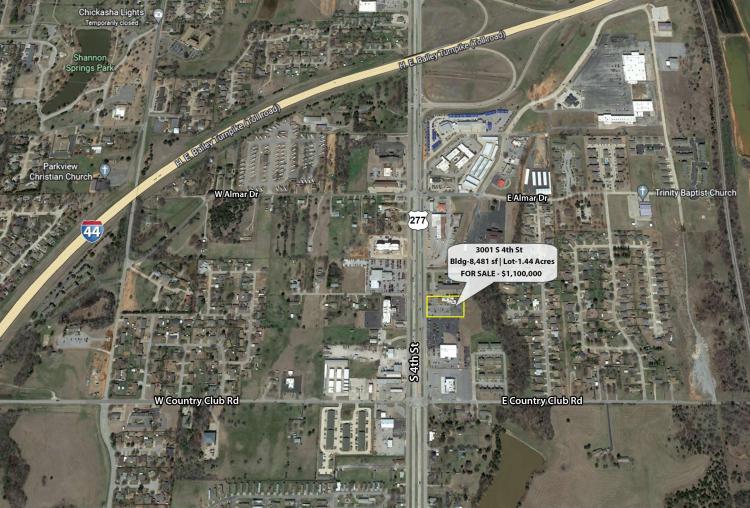 retail property for sale Chickasha, OK wide aerial