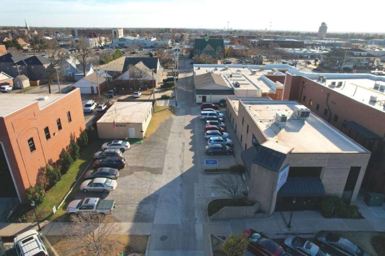 aerial of building for sale as retail, office or other use, Edmond, Ok-2