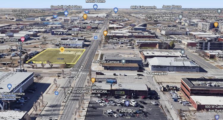 land parcel for sale downtwon Oklahoma City, OK aerial