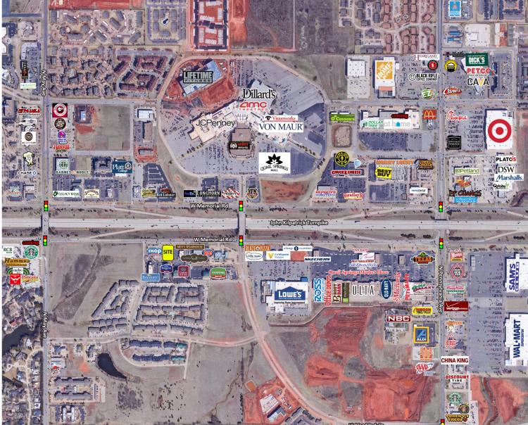 fast casual restaurant on Memorial Rd, Oklahoma City, OK aerial