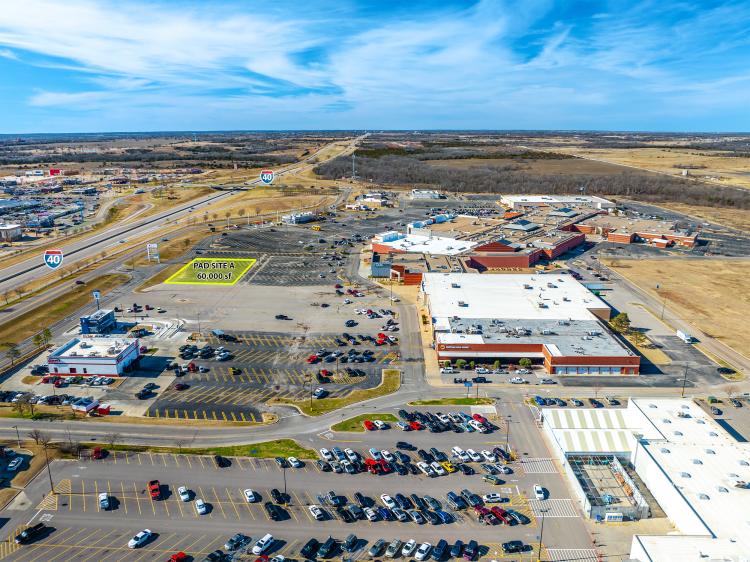 Shawnee Mall pad site for sale, Shawnee, OK aerial